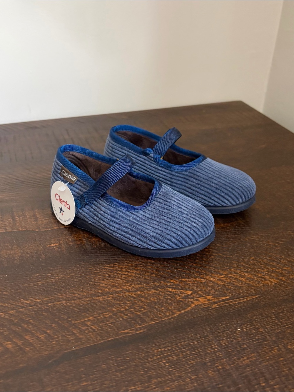 Cienta Blue Kids Mary Jane Corduroy Shoes